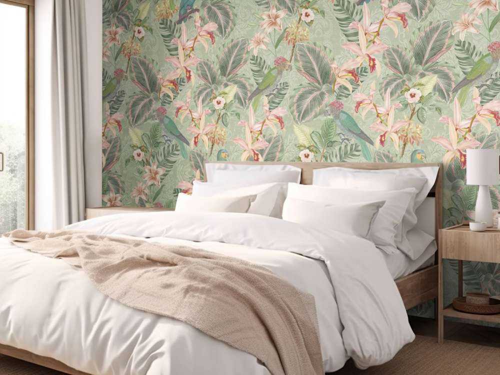 Tropiske junglefugle og papegøjer - salviegrøn