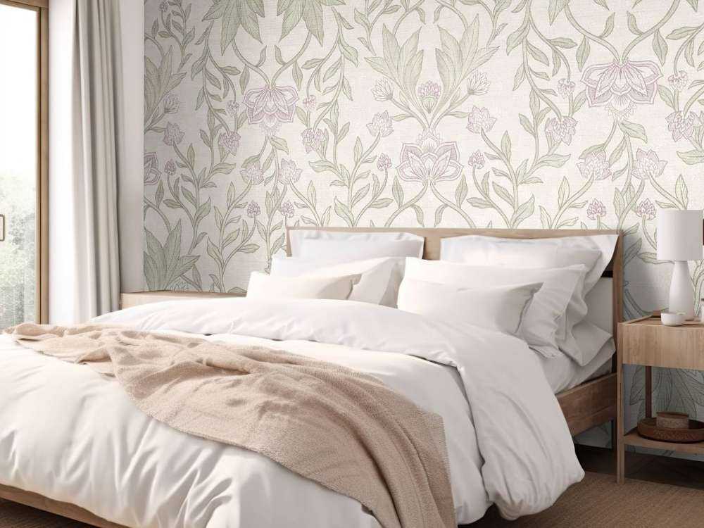 Morris blomsterdamask - creme