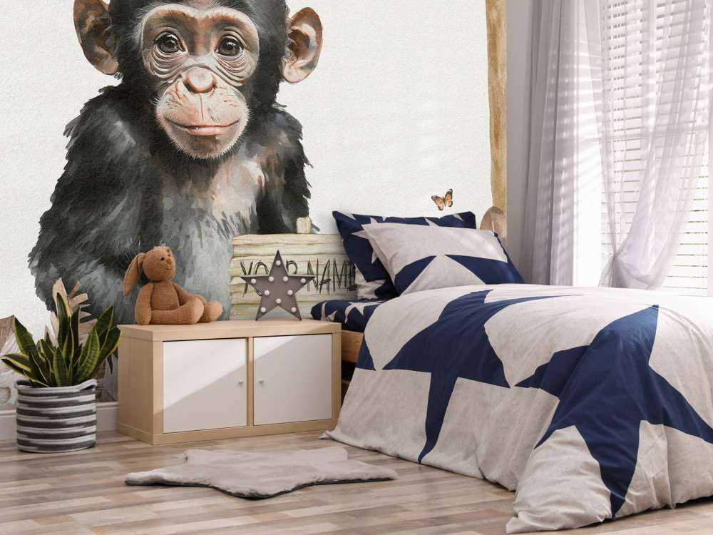 Baby-chimpanse i junglen taupe