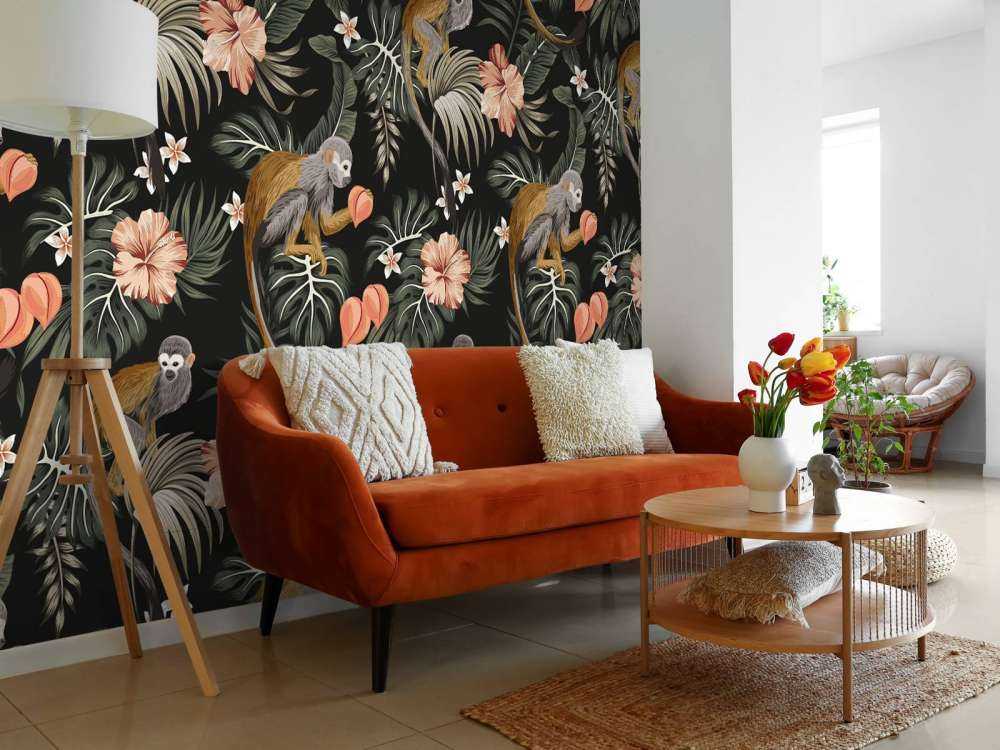 Tropiske blade med aber