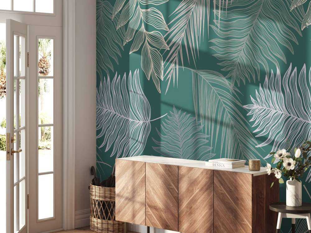 Palmeblad på grøn baggrund