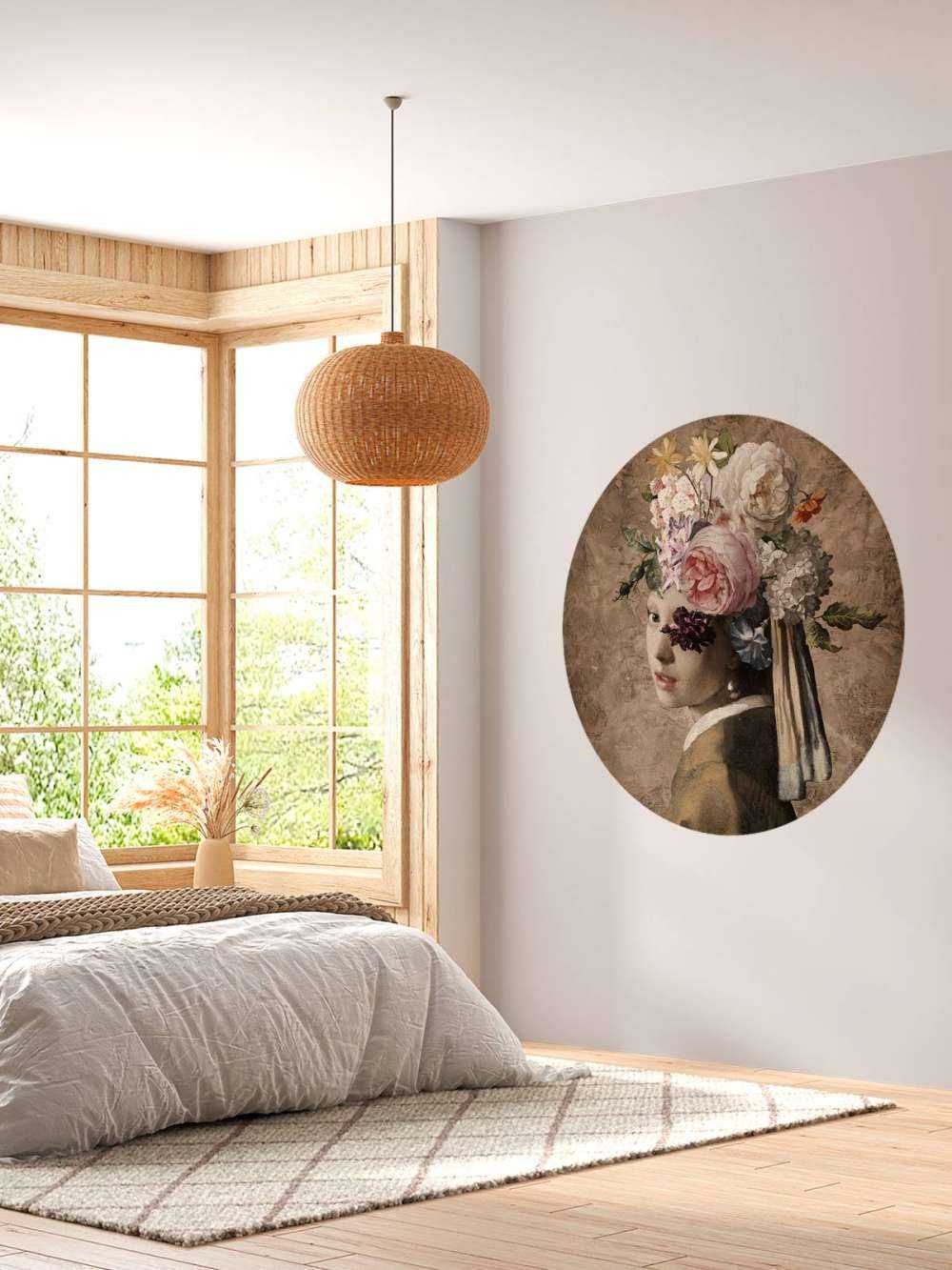 Pige med perleørering - blomsterdesign