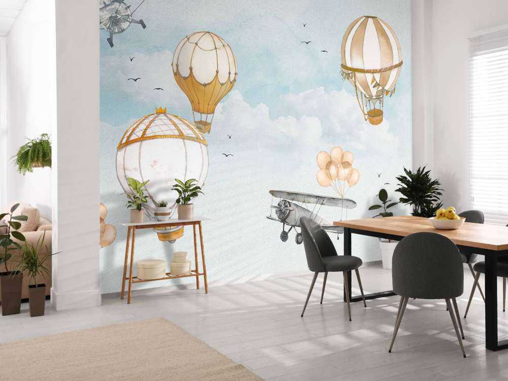 Varmluftballoner i akvarelfarve