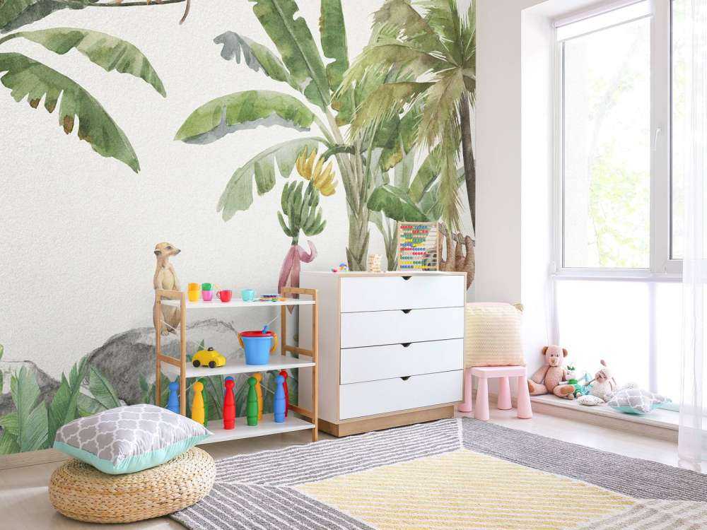 Jungle med farverige dyr