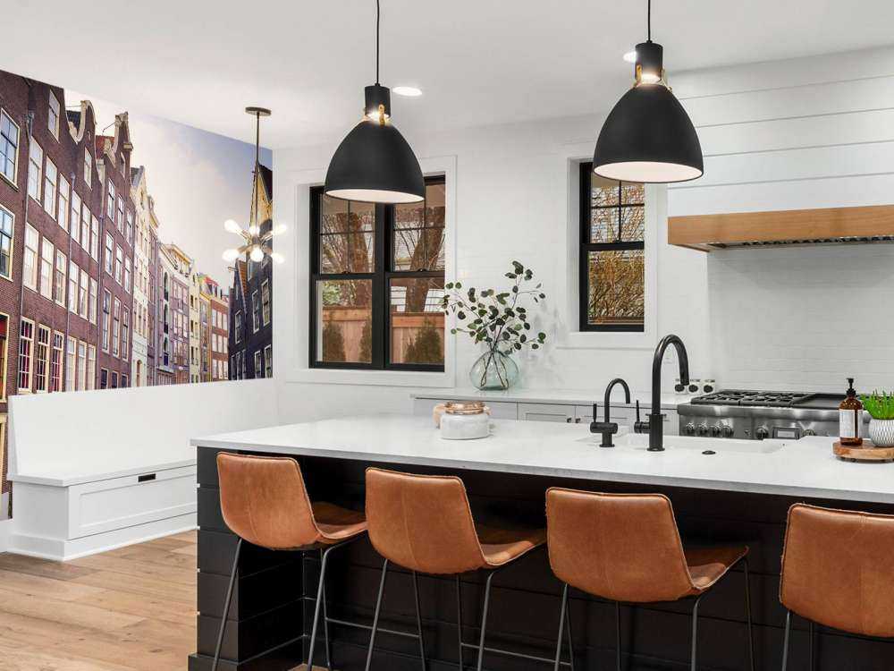 Amsterdam hus på kanalen