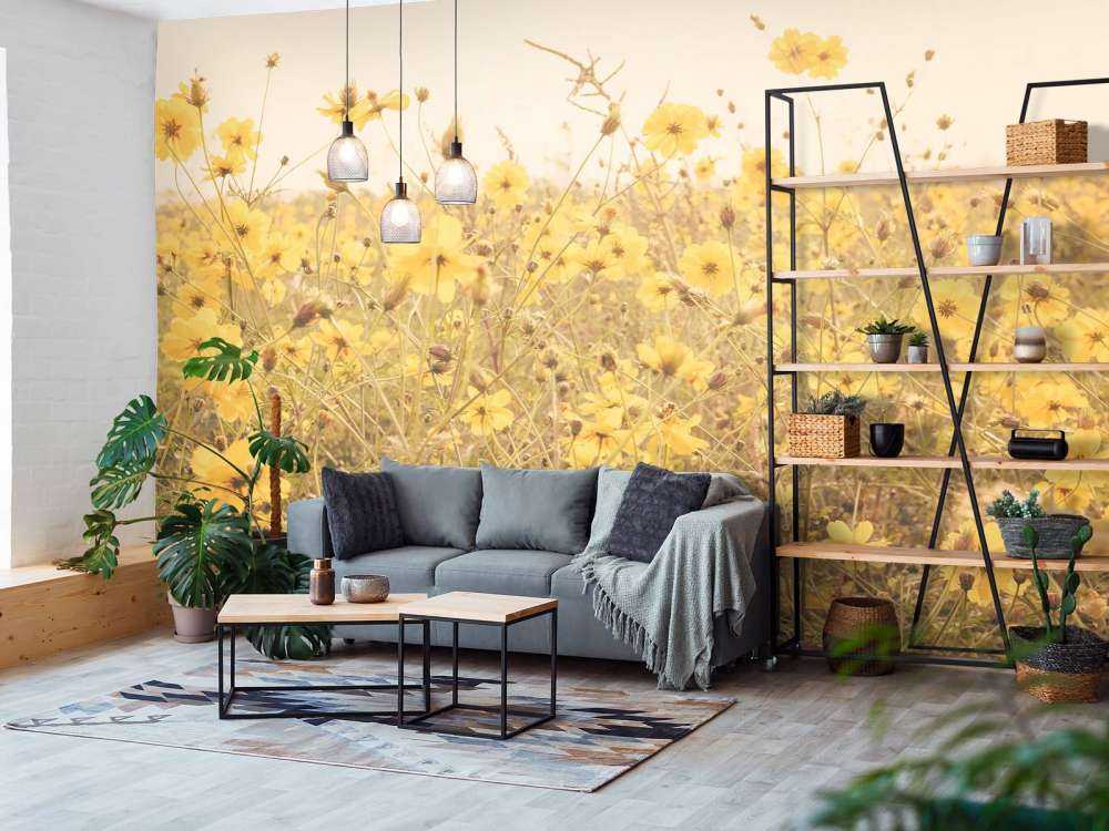 Gula blommor med tappninglook