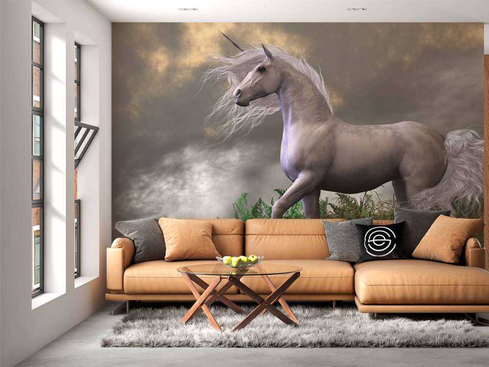 Witte eenhoorn hengst