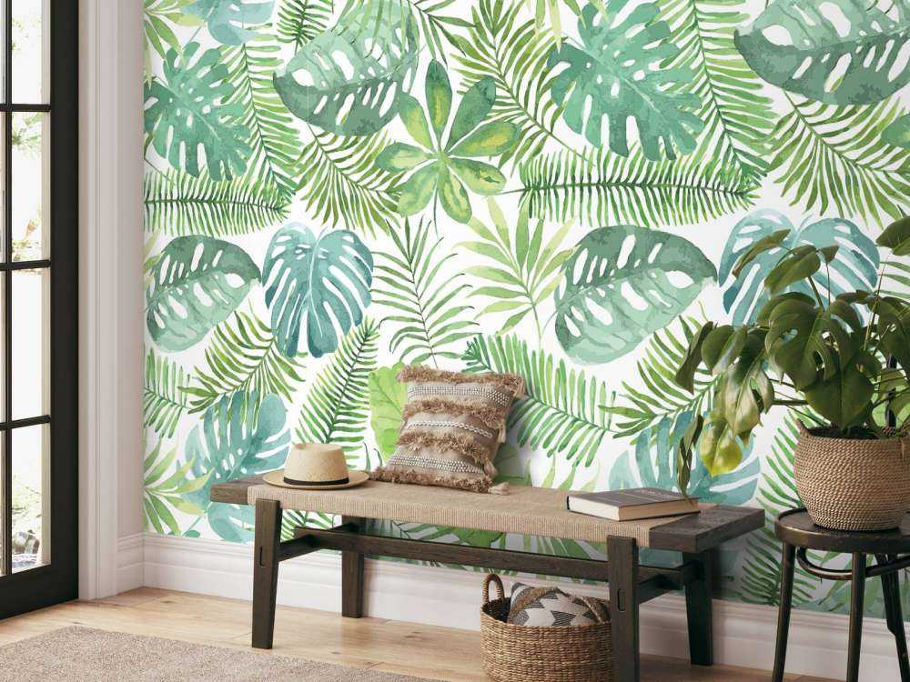 Tropiska akvarellblad