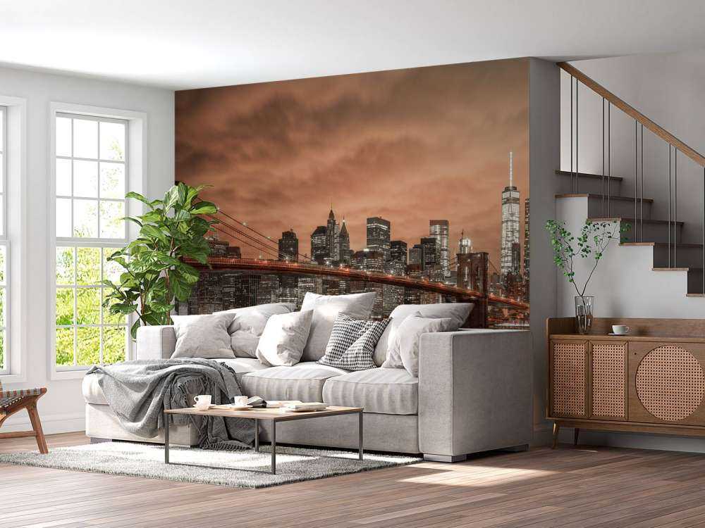 Brooklyn Bridge och Manhattan