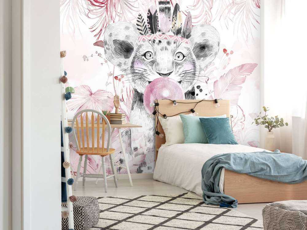 Lekfull valp och rosa drömmar