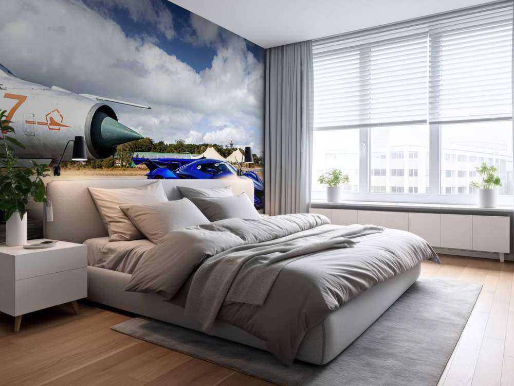 Futuristisk superbil på flygplats