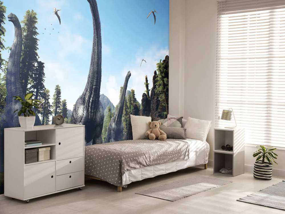 Alamosaurusgrupp som går genom en dal