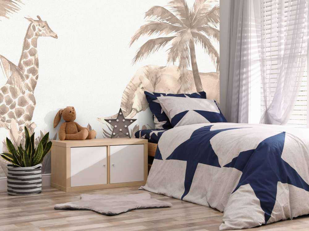 Olika djungeldjur i taupe