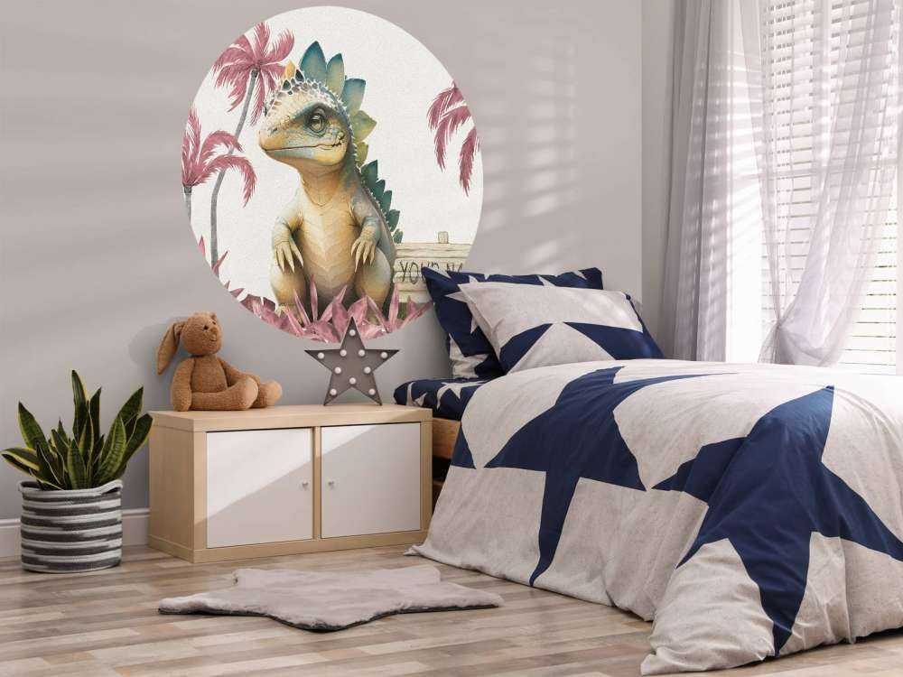 Baby stegosaurus i den rosa djungeln