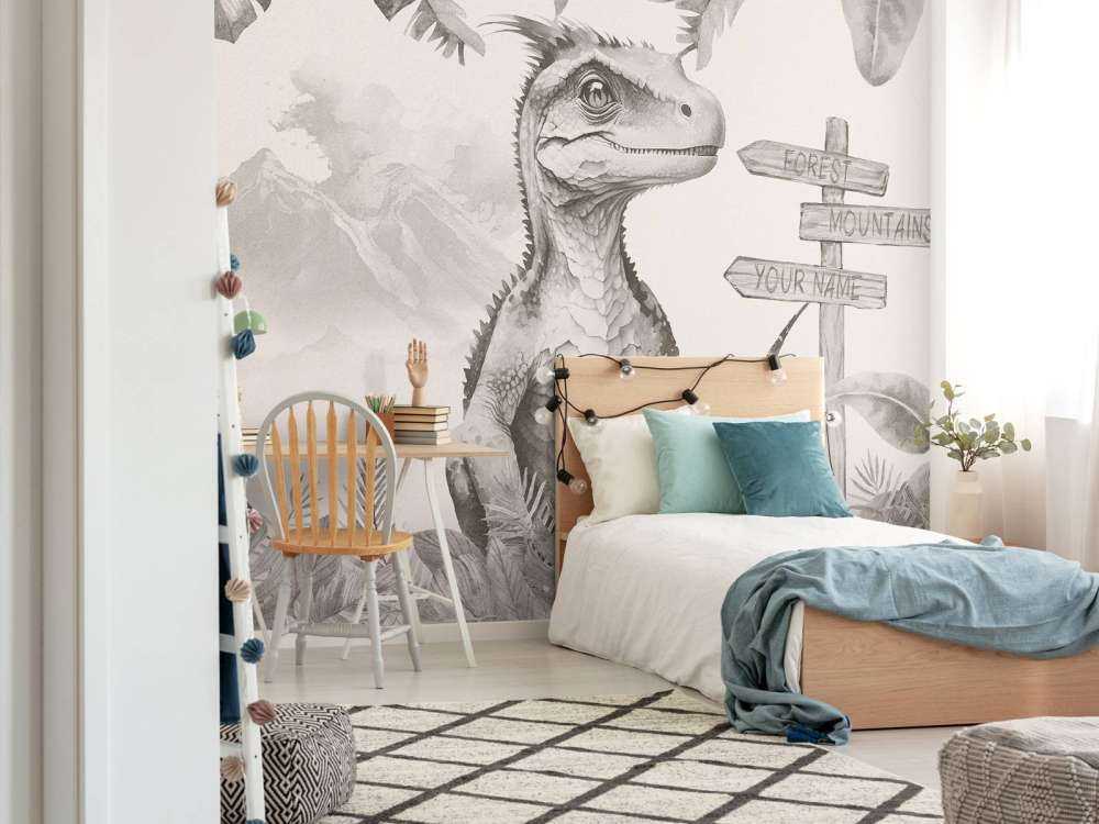 Baby velociraptor i den beige djungeln