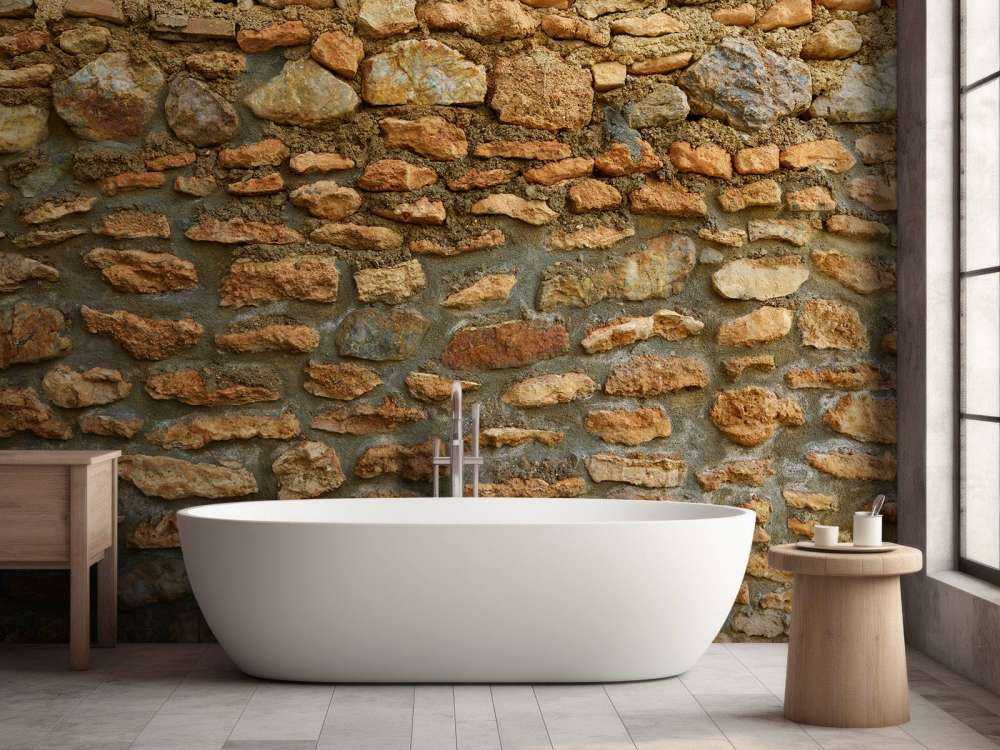 Vägg med grova stenar