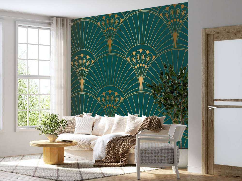Art deco-fläkt i teal