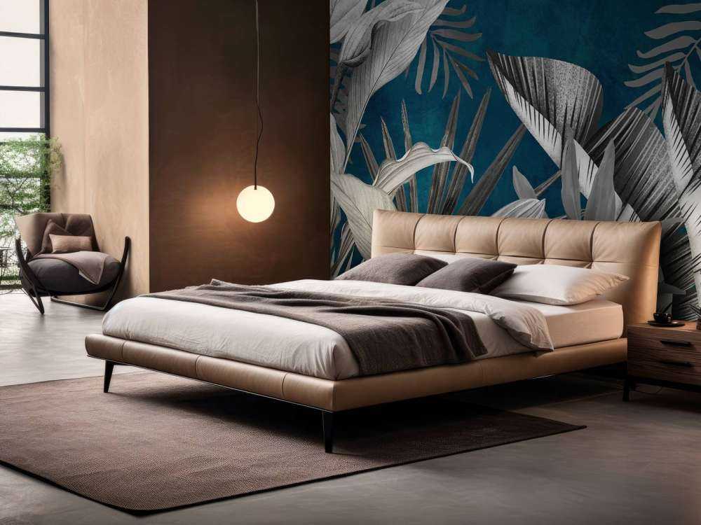 Tropiska blad på en blå bakgrund