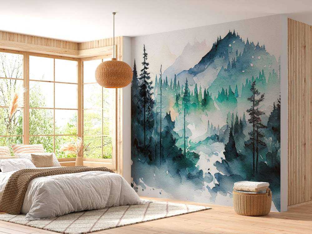 Skog i akvarellfärger
