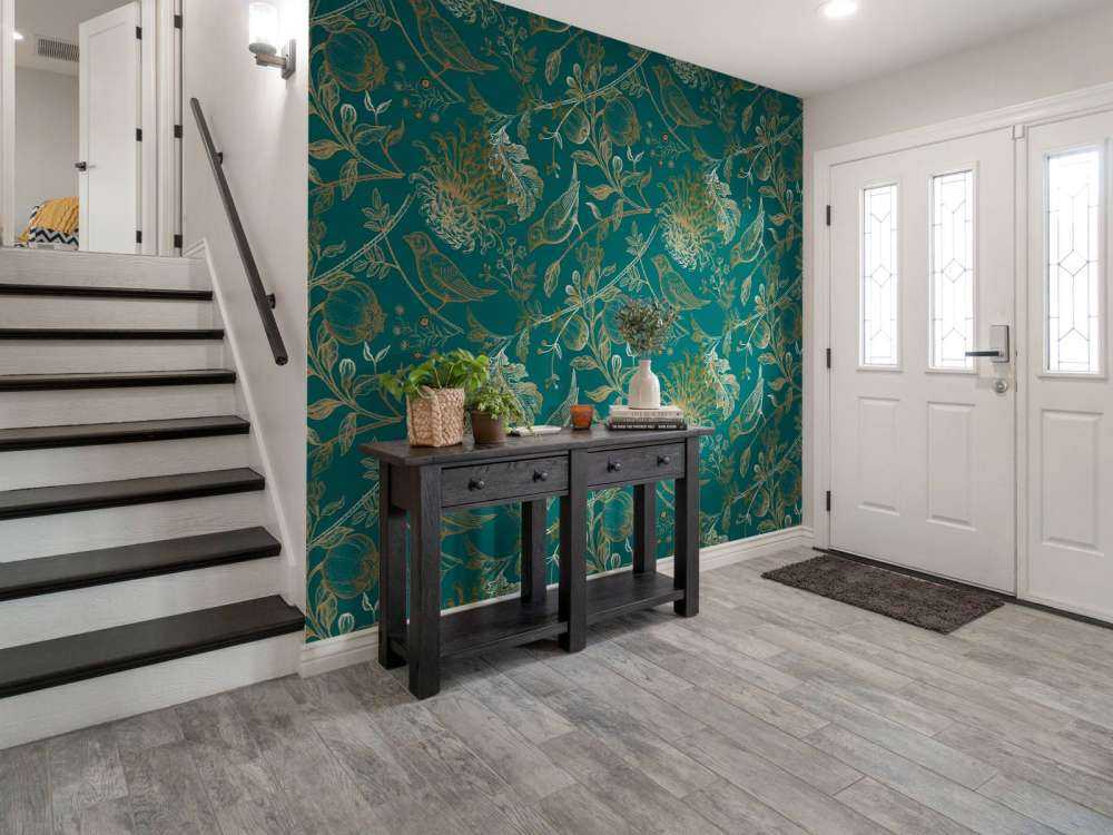 Mönster med krysantemum och fåglar