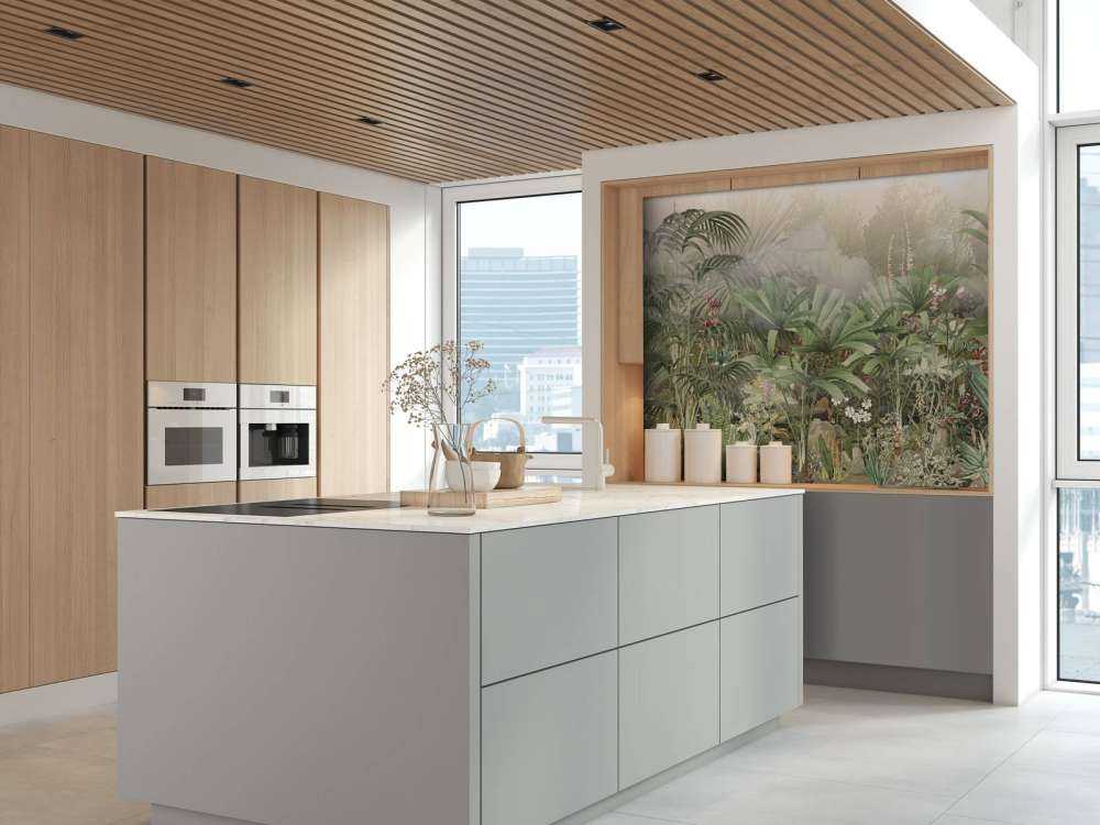 Morgen i den tropiske hagen grønn