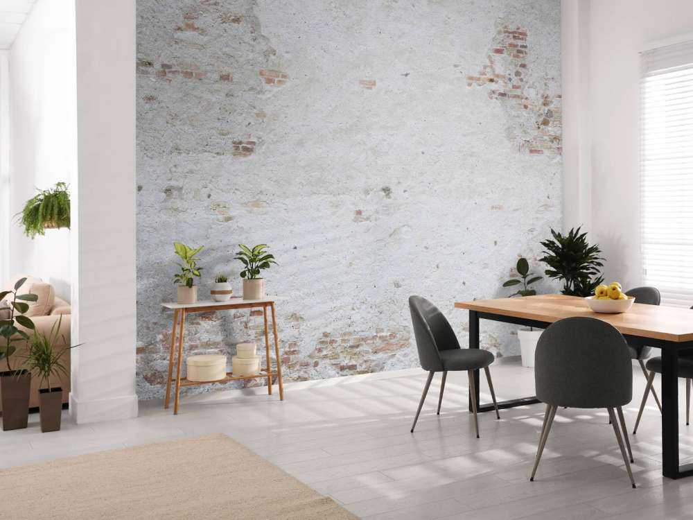 Gammel vegg med stukkatur