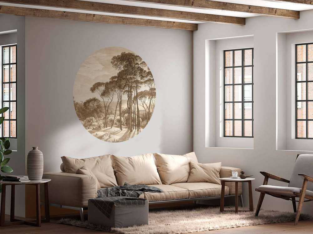 Skoglandskap nær Roma med solnedgang