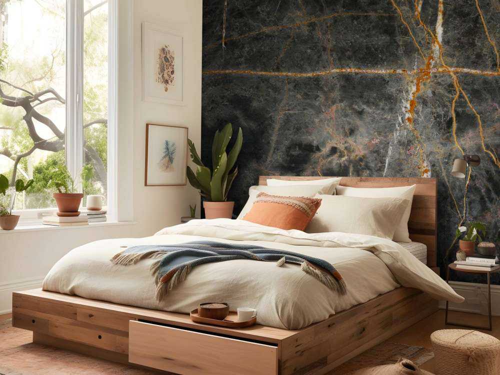 Mørk marmor med kobbertoner