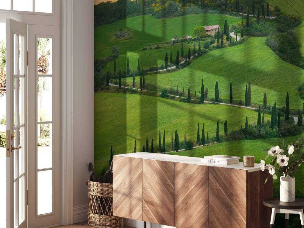 Svingete vei med sypresser