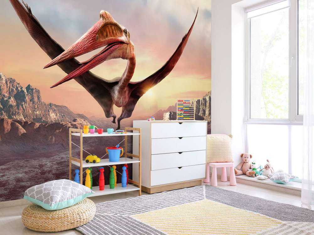 Quetzalcoatlus flyr over fjell