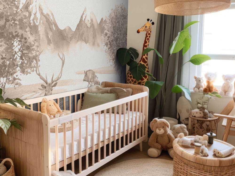 Skog med dyr i taupe