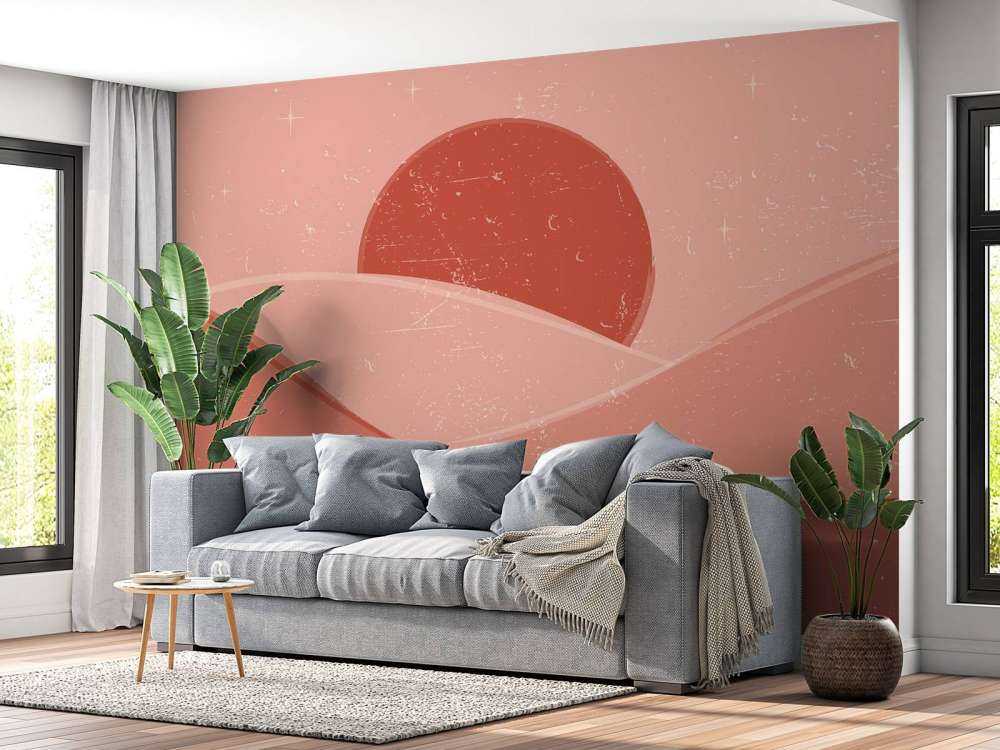 Røde bølger foran solen