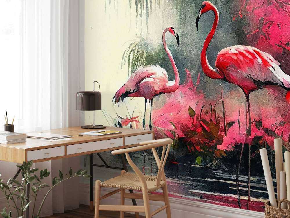 Karminrød Flamingo Skisse