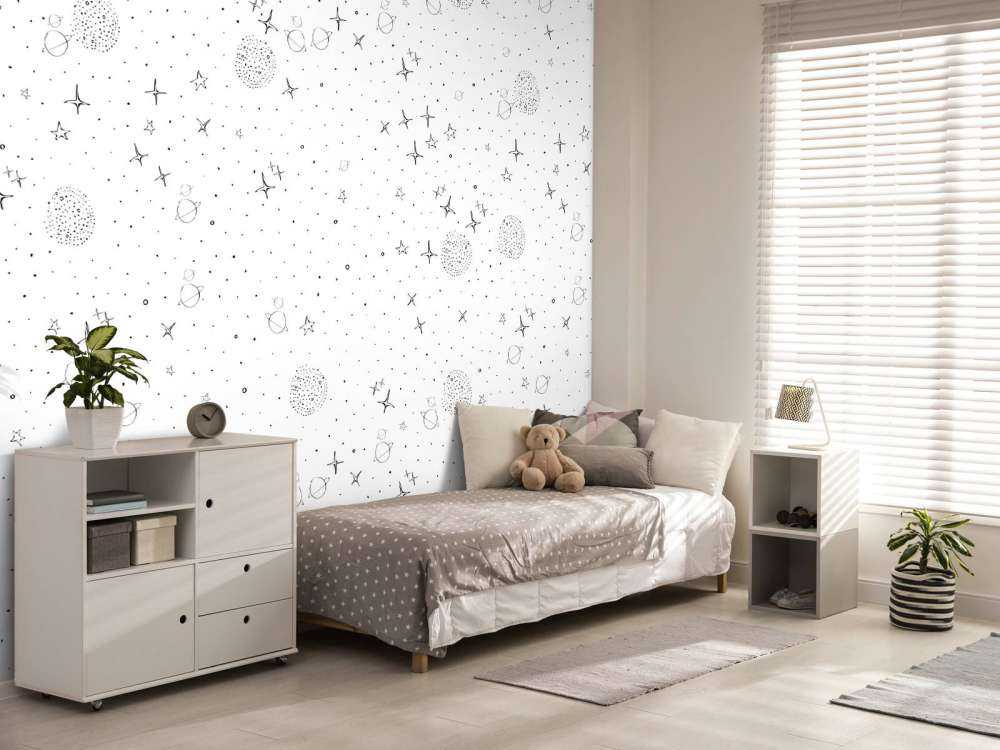 Rommønster svart og hvitt