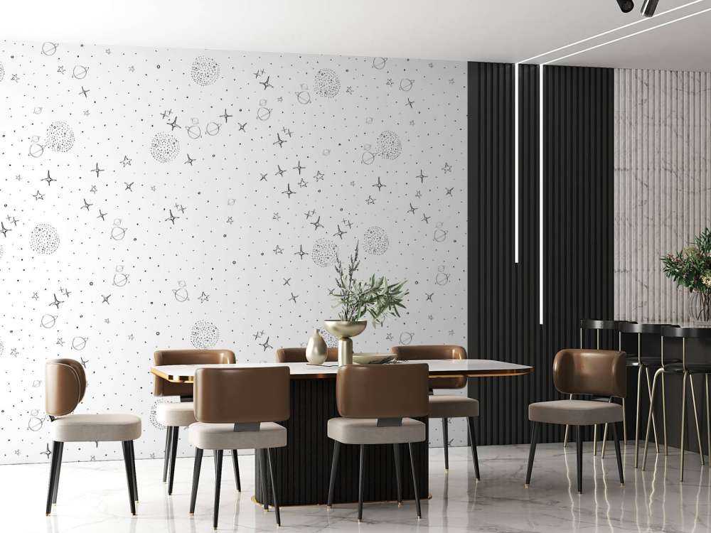 Rommønster svart og hvitt