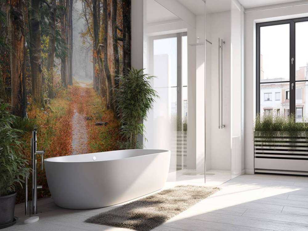 Skogssti med gamle trær