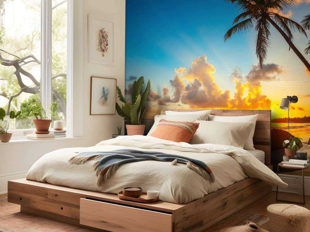 Solnedgang med palmer