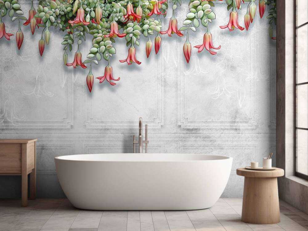 Eksotiske blomster på betong