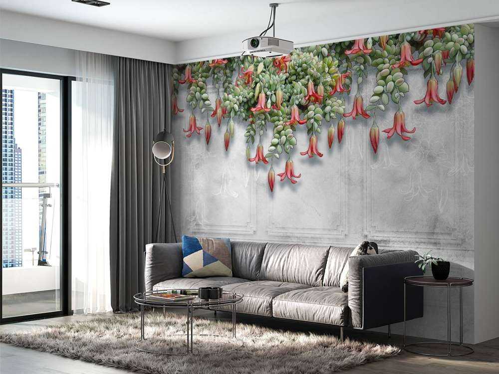 Eksotiske blomster på betong