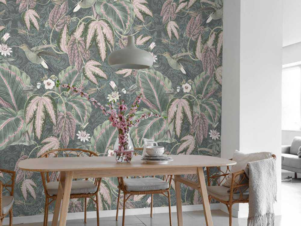 Tropiske paradisfugler - vintage grønn