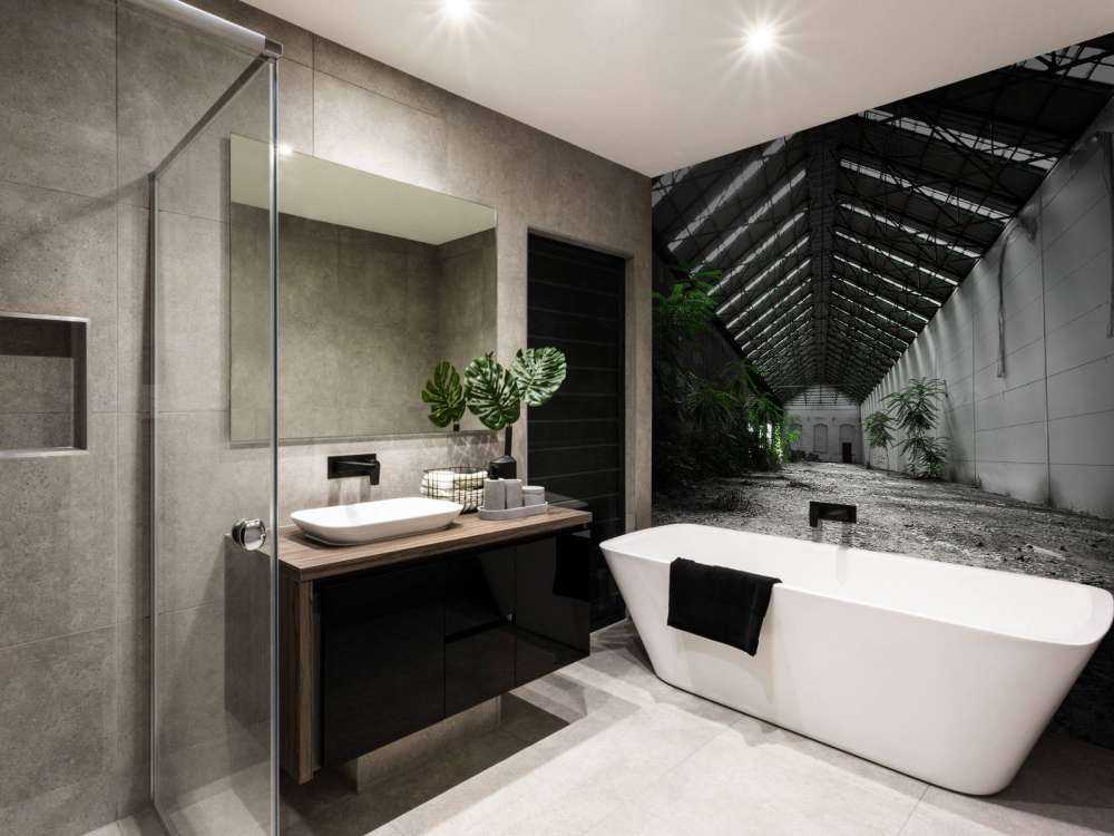 Industrihall med planter