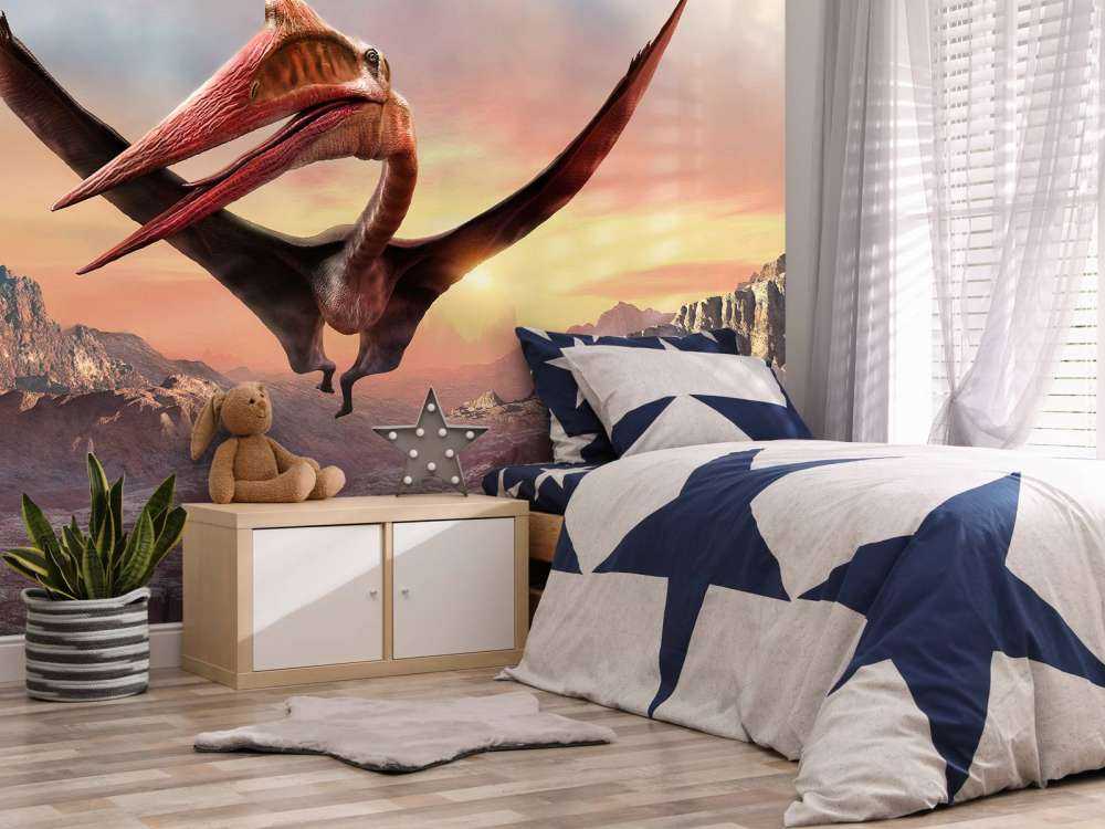 Quetzalcoatlus flyr over fjell