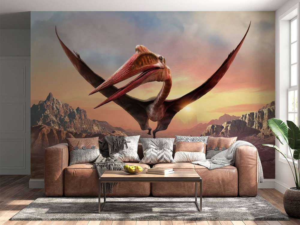 Quetzalcoatlus flyr over fjell