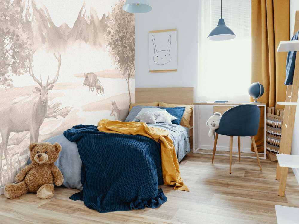 Skog med dyr i taupe