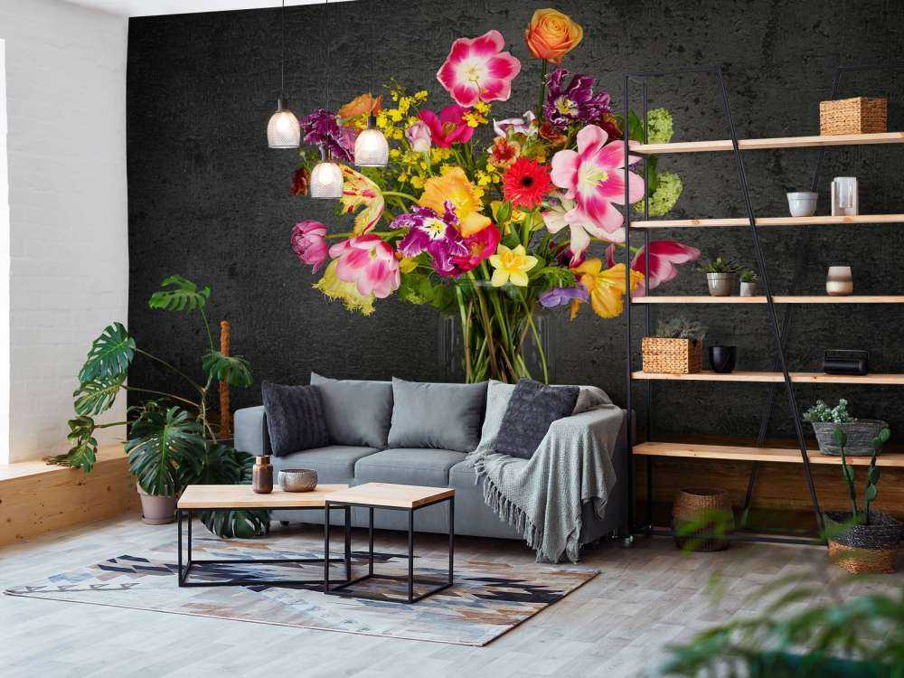 Fargerik blomsterbukett