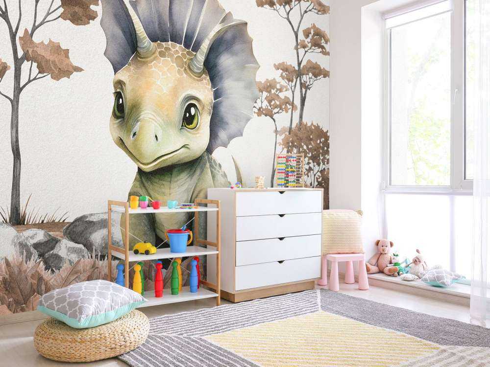 Baby triceratops i den taupefarvede junglen