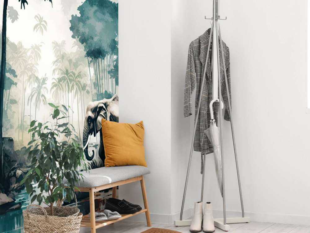 Tropisk jungle i akvarel