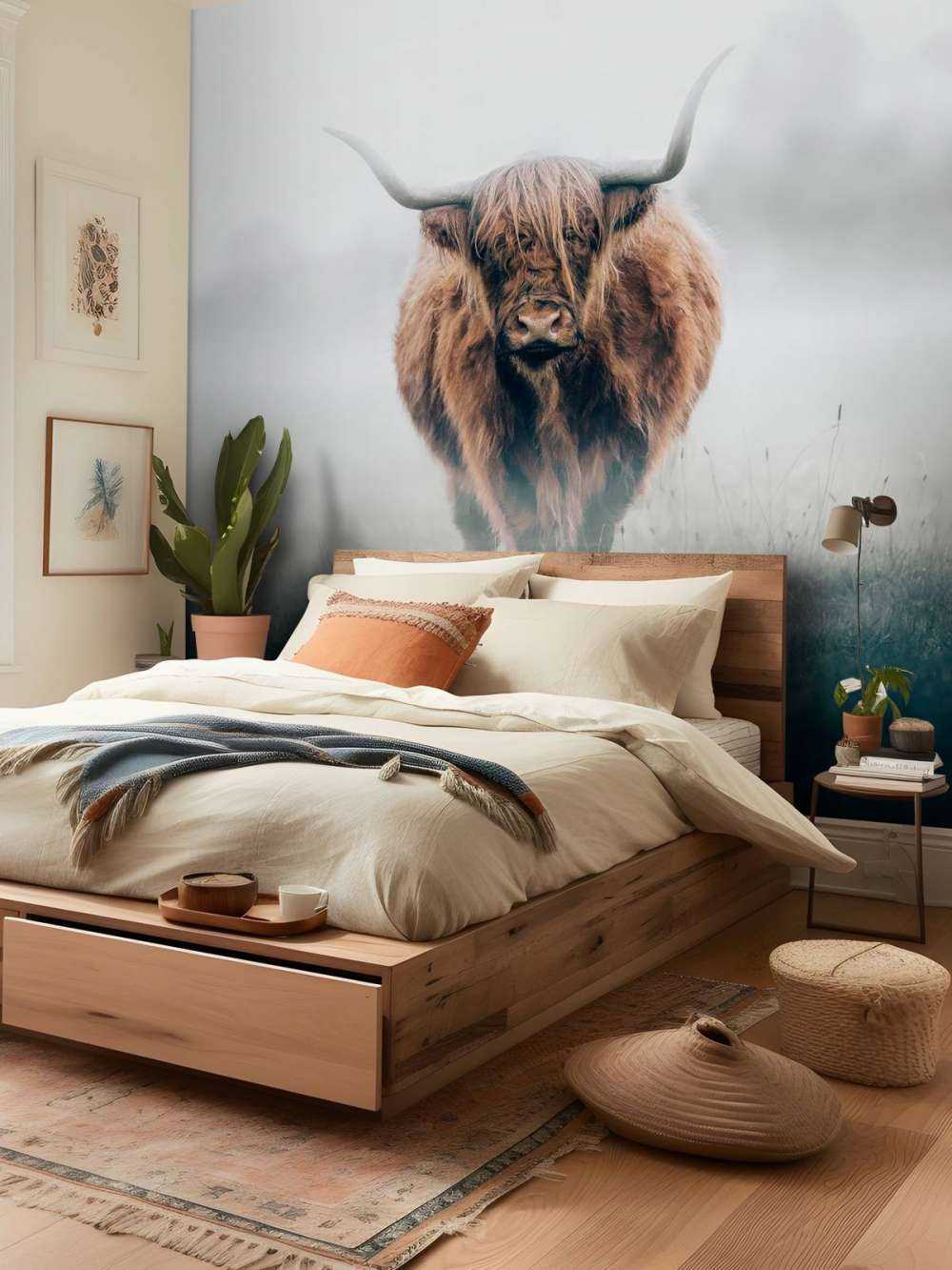 Skotsk højlænder i tæt tåge