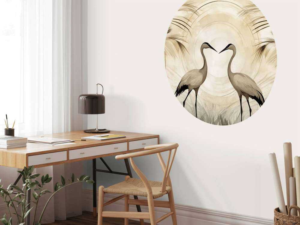 Kraner ved solnedgang taupe