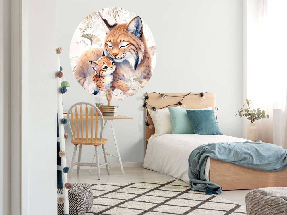 Kærlig lynx med unge